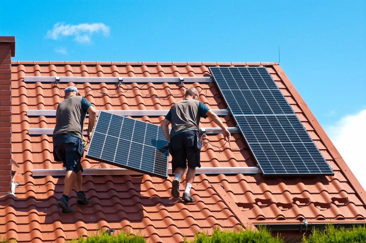 Solarmodule mit Teilverschattung durch Bäume